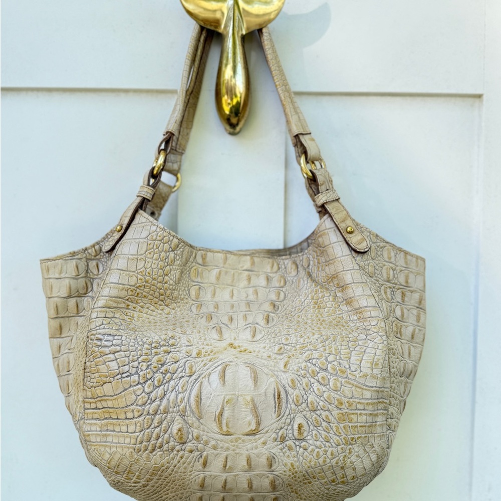 BRAHMIN - Elegant Cream Crocodile-Embossed Women's Bag